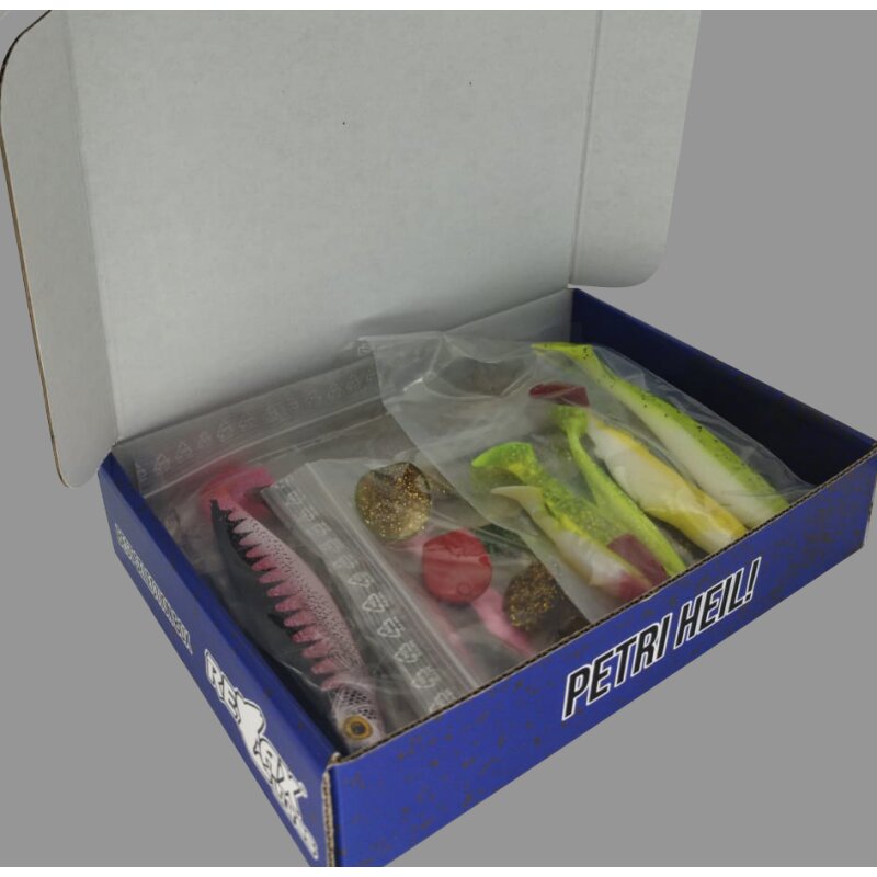 Relax Gummifische Sonderbox mit Jigköpfen und Zubehör 40- tlg