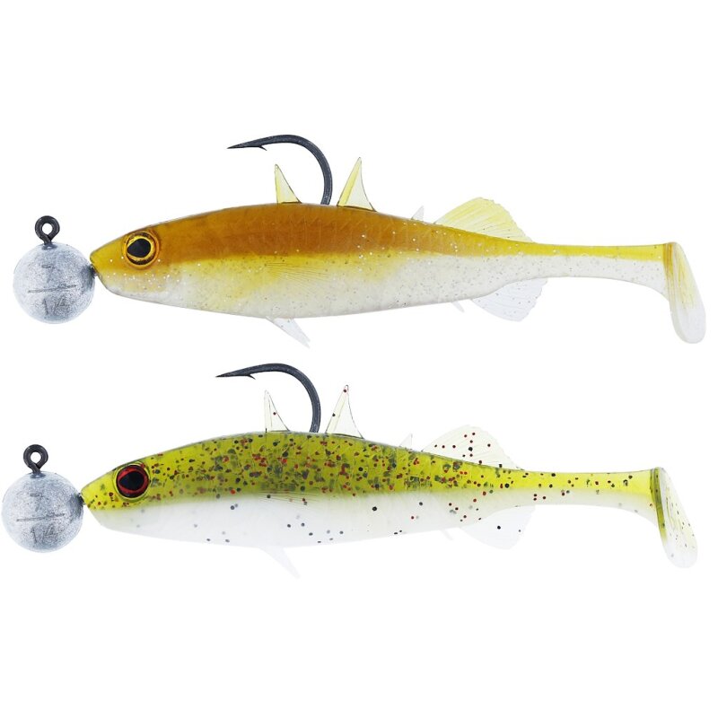 Westin Stanley the Stickleback Shadtail mit Jighead 7,5 cm 2 Stück Clearwater Mix