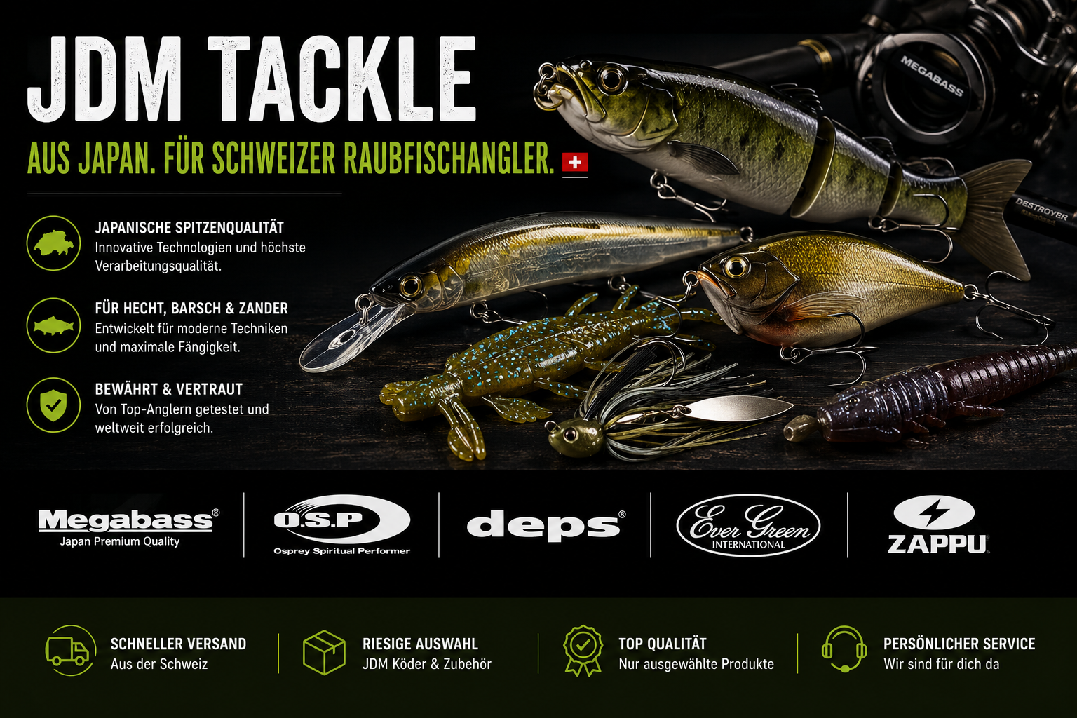 JDM Tackle Schweiz | Megabass, OSP & Deps – Major Fish Schweiz