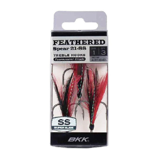 BKK Feathered Spear-21 SS Treble Hook - Red/Black