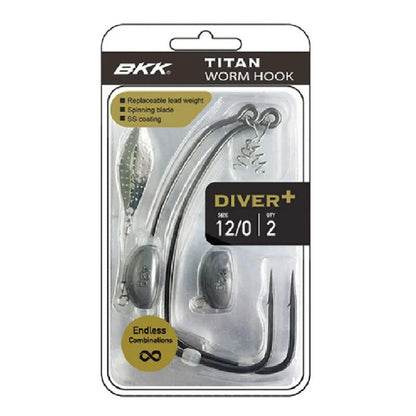 BKK Titan Diver+ Offset Haken mit Spinnerblatt 2 Stück