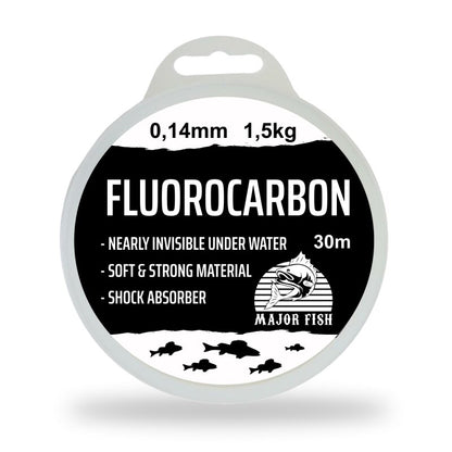 Major Fish 100 % Fluorocarbon Vorfachschnur 30 Meter