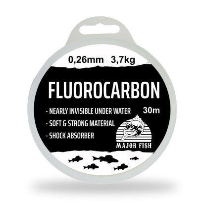 Major Fish 100 % Fluorocarbon Vorfachschnur 30 Meter