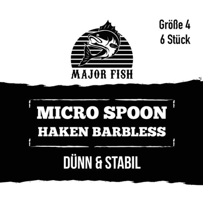 Major Fish Micro Spoon Haken Barbeless 6 Stück
