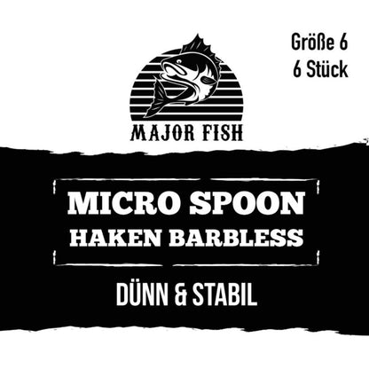Major Fish Micro Spoon Haken Barbeless 6 Stück