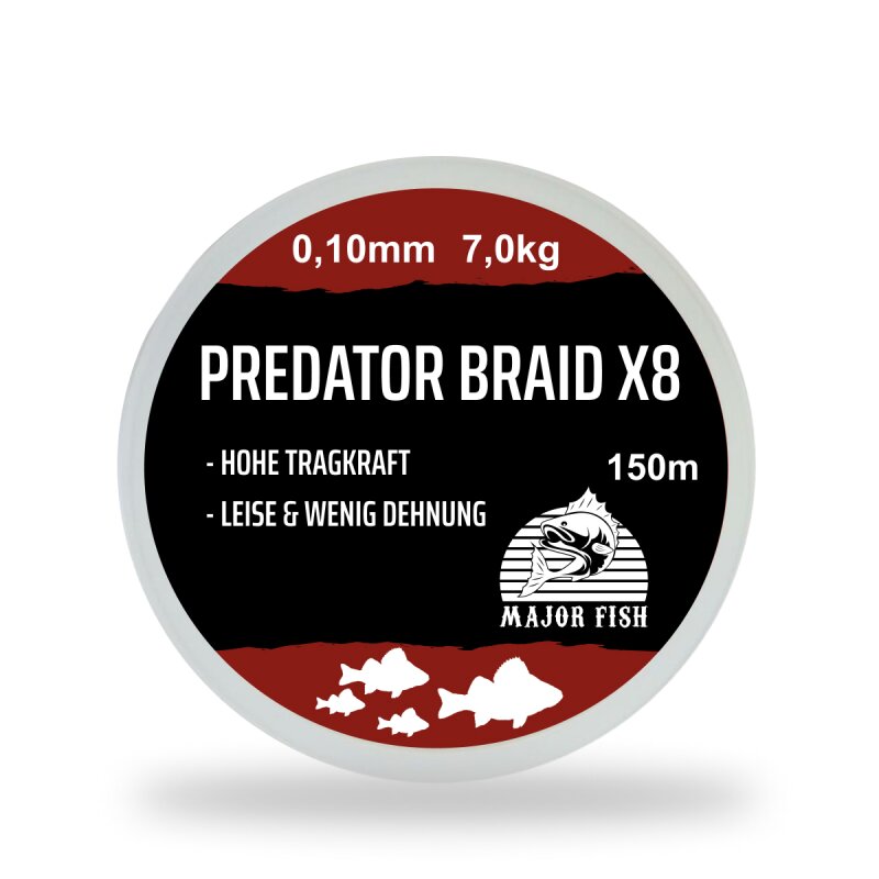 Major Fish Predator Braid 8-fach geflochtene Angelschnur Bloodred 150 Meter