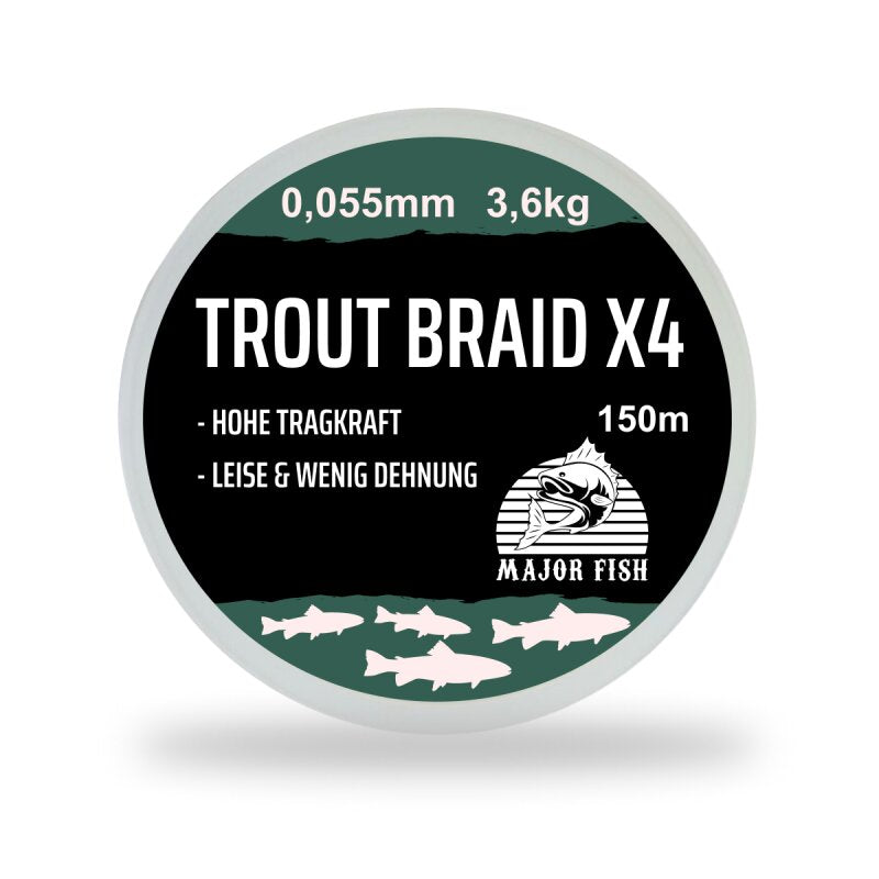 Major Fish Trout Braid 4 Fach geflochtene Schnur Forelle 150 Meter