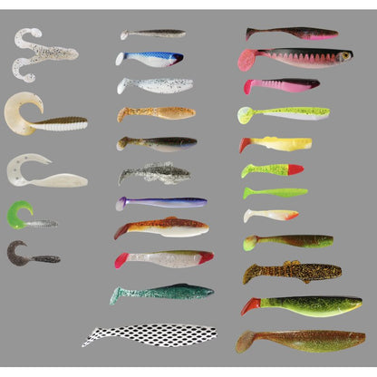 Relax Gummifische Sonderbox mit Jigköpfen und Zubehör 40- tlg