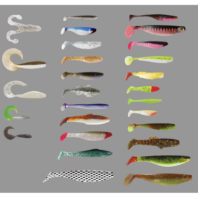 Relax Gummifische Sonderbox mit Jigköpfen und Zubehör 40- tlg