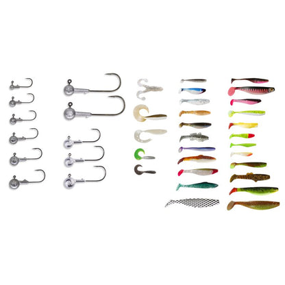 Relax Gummifische Sonderbox mit Jigköpfen und Zubehör 40- tlg