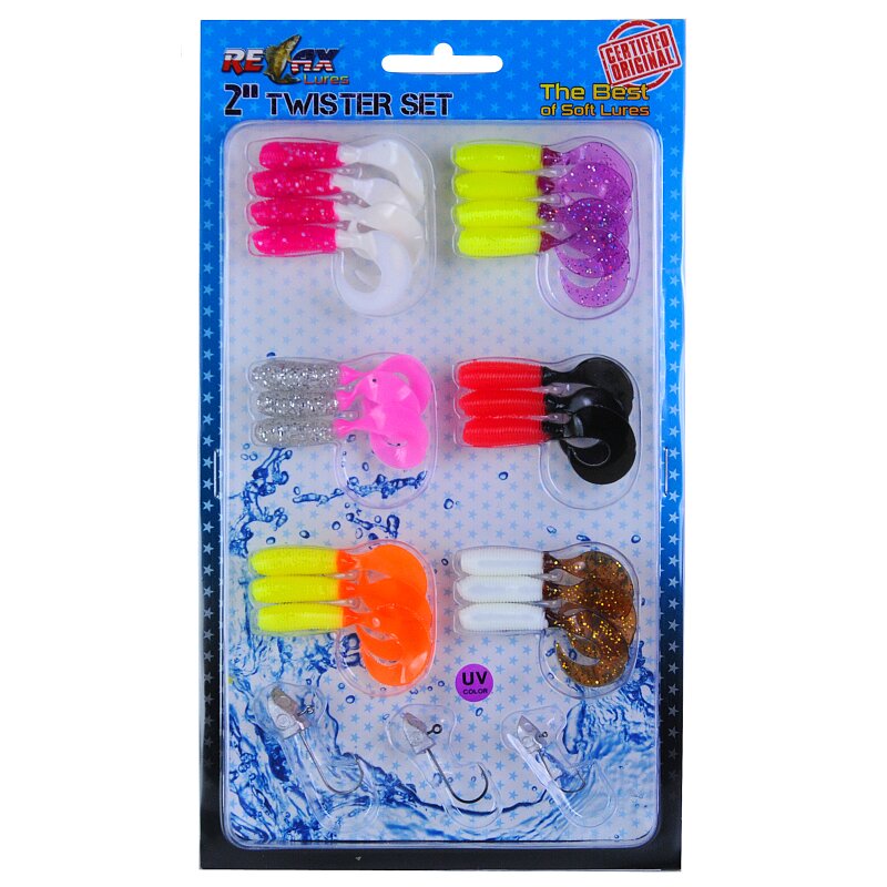 Relax Gummifische Sortiment Twister Set + Jigköpfe