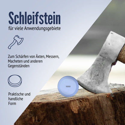 Schleifstein 2in1 Puck Abziehstein Rund Körnung 1000/2000