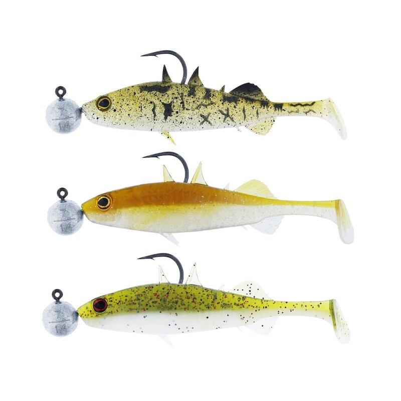 Westin Stanley the Stickleback Shadtail mit Jighead 5,5 cm 3 Stück Clearwater Mix