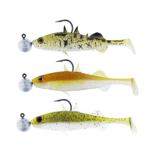 Westin Stanley the Stickleback Shadtail mit Jighead 5,5 cm 3 Stück Clearwater Mix