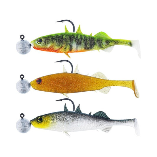 Westin Stanley the Stickleback Shadtail mit Jighead 5,5 cm 3 Stück Darkwater Mix